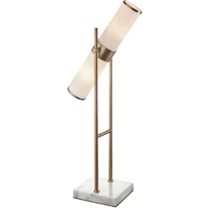 Lampada da Tavolo – Vetro lavorato, metallo bronzato e base in marmo