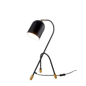 Lampada moderna dal design elegante, con finitura nera e dettagli dorati che ne accentuano la raffinatezza e il carattere contemporaneo.