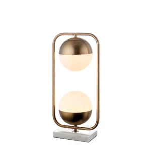 Lampada da Tavolo Lyda – Vetro, metallo dorato e base in marmo