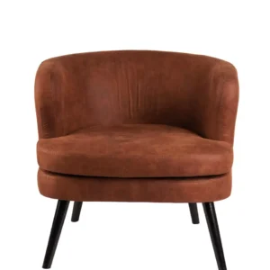 Poltroncina Marrone con gambe in legno scuro