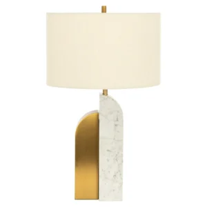 Lampada da Tavolo Brera – Metallo dorato e marmo bianco