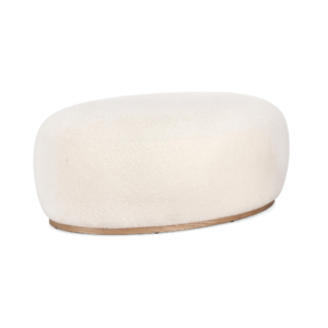 Pouf effetto lana con base in legno