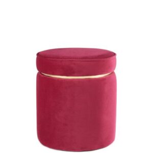 Pouf fucsia in tessuto con base dorata – design elegante e moderno