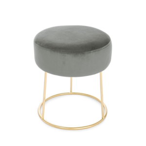 Sgabello Velvet – Acciaio nero e seduta grigio velluto