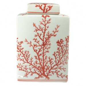 Potiche decorativa Linea Corallo – Ceramica bianca e rossa