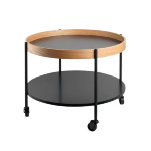Carrello basso design industrial in legno e metallo