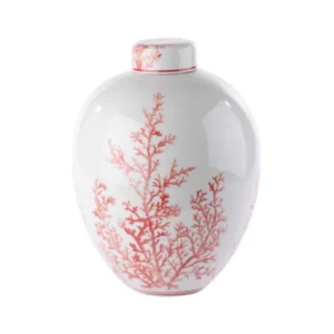 Giara decorativa grande Linea Corallo – Ceramica bianca e Rossa