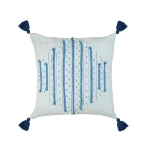 Cuscino Azura 45x45 - Cotone Azzurro con Applicazioni e Ricami