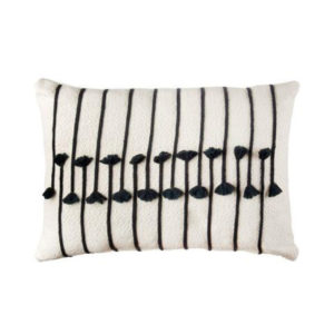 Cuscino Nori 30x45 - Cotone Bianco con Applicazioni Nere