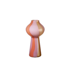 vaso basso in vetro rosa corallo ocra per la tua casa
