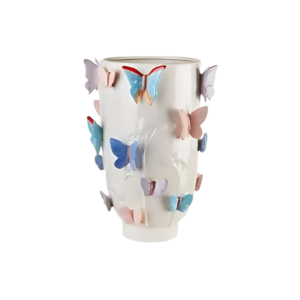 Vaso Alto Butterfly in Gres – Motivo Fogliato e Farfalle in Rilievo