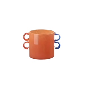Vaso basso Cobre in Vetro – Arancione con Manici Decorativi