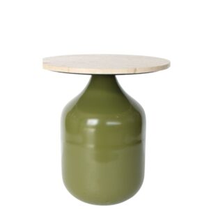 Tavolino Moss – Verde, Bianco, Senape | Travertino naturale